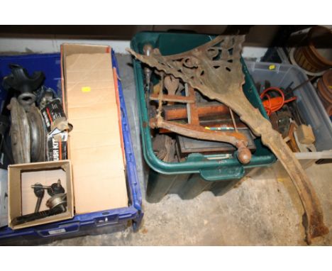 THREE BOXES OF METALWARE AND TOOLS