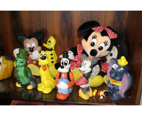 A SELECTION OF DISNEY CERAMIC FIGURES, TEDDY BEARS ETC