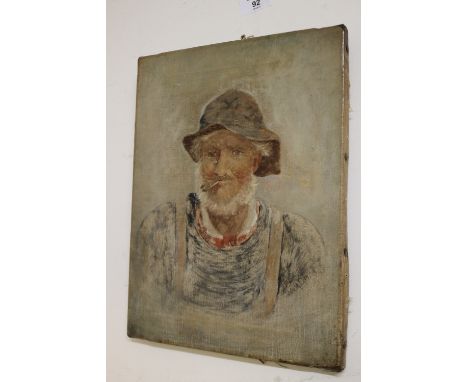 N OIL ON CANVAS PORTRAIT ENTITLED 'AN OLD SALT' (SEE VERSO) 