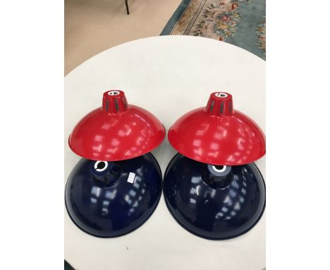 Four industrial lamp shades