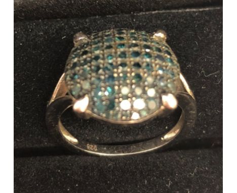 A 925 blue diamond set dress ring