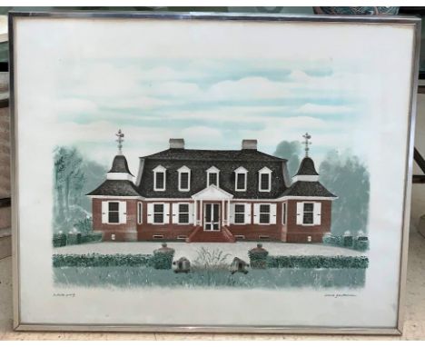 David Gentleman (British, b.1930): Mulberry Plantation House, South Carolina, artist's proof, colour lithograph, hand-signed 