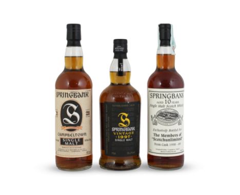  Springbank-21 year oldDistilled by J. &amp; A. Mitchell &amp; Co.Good labelling. Level: very top shoulder. 70 cl. Single mal