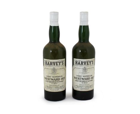  Harvey's Westward Ho! (2)Very Superior Old Scotch Whisky. Bonded and bottled by John Harvey &amp; Sons Limited.Stopper corks