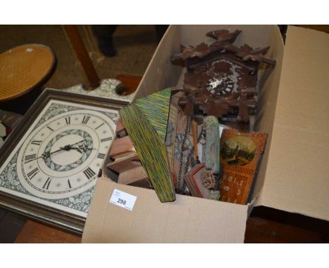 Mixed Lot: Modern cuckoo clocks, small barometer, battery operated wall clock etc