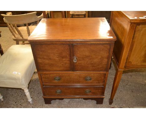 19th Century mahogany commode later adapted to a combination cupboard and chest of drawers