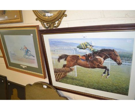 Horse Racing Interest - coloured print Istabraq champion hurdler together with further coloured print, The American Quarter H