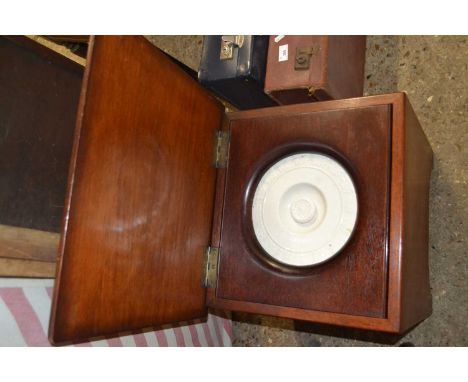 Vintage hardwood box commode with ceramic liner