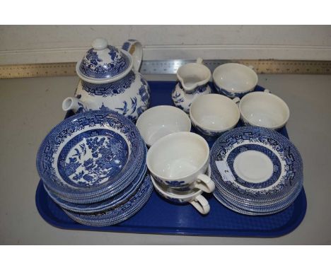 Quantity of Churchill &amp; Broadhurst Willow Pattern tea and table wares