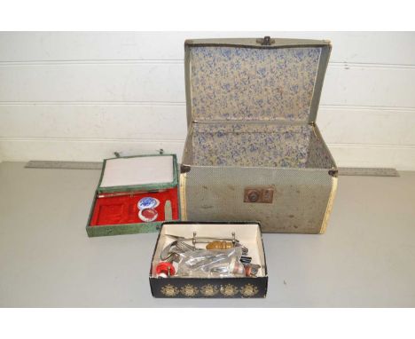 Mixed Lot: A small case, box of various assorted cutlery and other items and a modern Chinese seal set