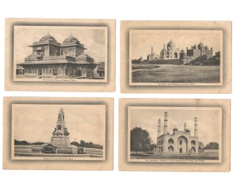 VINTAGE MONOCHROME SEPIA POSTCARDS OF INDIA (20) PRINTED IN SAXONY BY H.A. MIRZA &amp; SONS DELHI