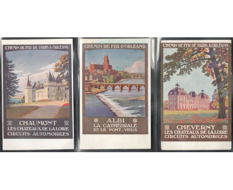 THREE VINTAGE FRENCH TRAVEL POSTER POSTCARDS