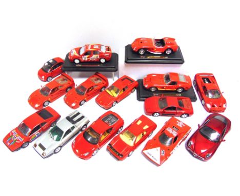 FOURTEEN ASSORTED DIECAST MODEL CARS mainly 1/24 scale, by Bburago and others, including Ferraris, variable condition, all un