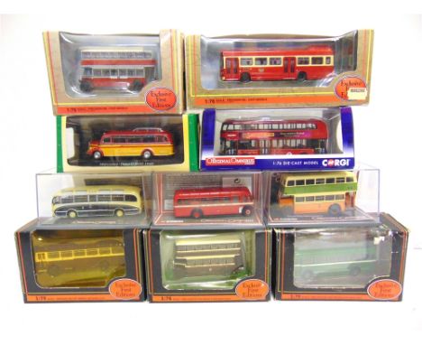 TEN 1/76 SCALE DIECAST MODEL BUSES by Exclusive First Editions (5), Corgi Original Omnibus Company (4), and Atlas Editions (1