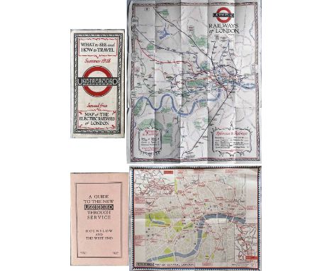 Pair of 1920s/30s London Underground POCKET MAPS comprising Summer 1928 'Electric Railways of London, What to see and how to 