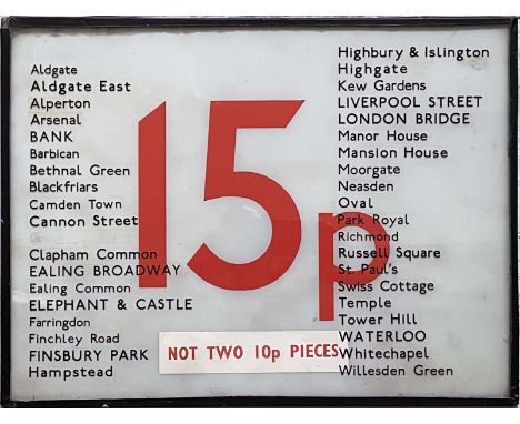 1970s London Underground ticket machine FARE PANEL from a self-service, free-standing machine in a station ticket hall. A tra