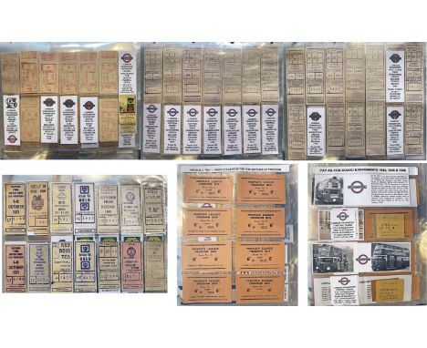 Loose-leaf album of London Transport BUS TICKETS (est 1,000+) presented in historical archive form, sorted into chronological
