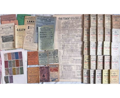 Good quantity (40+) of 1920s-50s Kent area TIMETABLE BOOKLETS (ABC-type) (31) & LEAFLETS (12). Most of the booklets are for T