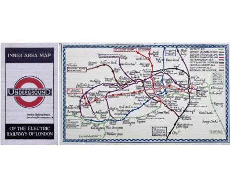 1921 London Underground 'Inner Area MAP of the Electric Railways of London', a pocket-sized, linen-card issue designed by Mac