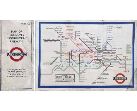 1933 first edition of the H.C. Beck London Underground diagrammatic, card POCKET MAP with the famous cover slogan "A new desi