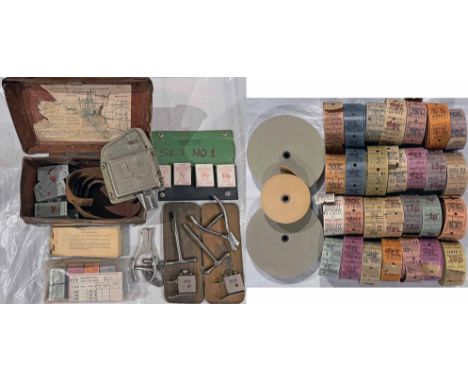 Ticket machine and related items (40+) comprising Bell Punch TICKET MACHINE (mechanism stuck) with backplate, strap and Londo