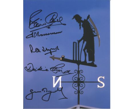 Cricket five legends signed 10 x 8 inch colour photo of the Lords Weather Vane. Signed by Brian Close, Fred Trueman, Ray Illi