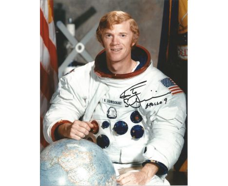 Apollo 9 Rusty Schweickart signed 10 x 8 inch NASA Astronaut White Space Suit portrait photo. Good condition. All autographs 