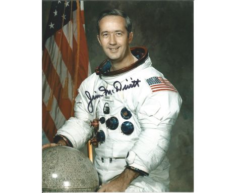 Apollo 9, Gemini 4 Jim McDivitt signed 10 x 8 inch NASA Astronaut White Space Suit portrait photo. Good condition. All autogr
