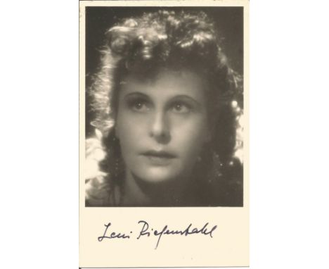Leni Riefenstahl signed 6 x 4 inch b/w vintage portrait photo. Good condition. All autographs come with a Certificate of Auth