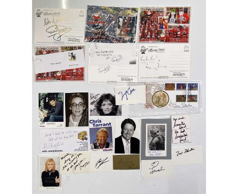 A collection of photographs and cards signed by TV and film stars such as Kenneth Branagh, Michael Caine, Fiona Fellerton, Da