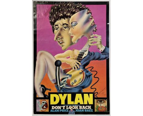 An original poster advertising Bob Dylan 1965 tour film 'Don't Look Back' (1967) by D.A. Pennebaker. Signed by artist Alan Al