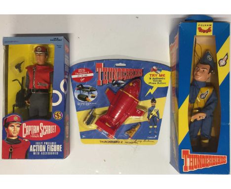 Thunderbirds toys limited edition 1/250 red Thunderbird 2 toy, handmade Pelham Puppets thunderbirds puppet, and posable Capta