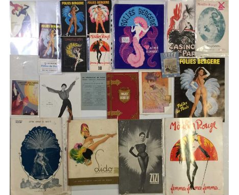 A good selection of original promotional ephemera from the 'Folies Bergere', Paris. To inc: original postcards, programmes / 