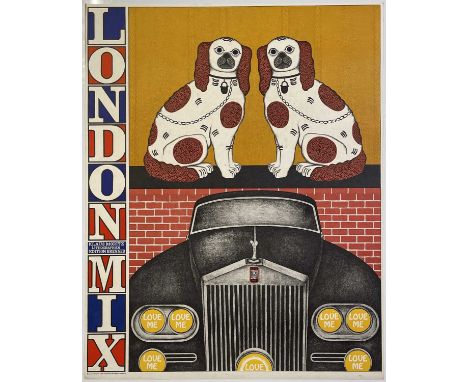 An original 1971 poster for the Klaus Moritz 'London Mix' lithograph series at the Paul Zuta Gallery, Germany. Measures 58x73
