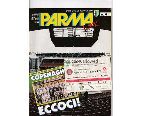 1994 ECWC FINAL        AC Parma v Arsenal played 4 May 1994 at Parken Stadium, Copenhagen. Official 72-page ''PARMA LOOK'' ed