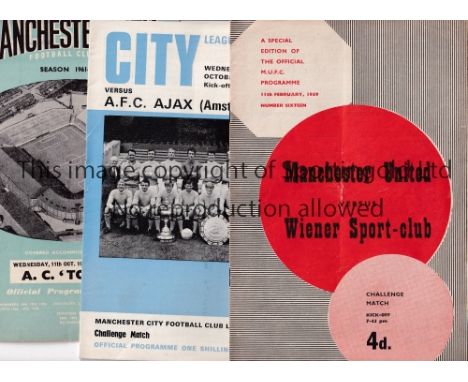 BRITISH V FOREIGN FOOTBALL PROGRAMMES      Approximately 80 programmes Man. Utd. V Wiener 58/9 and Real Madrid 59/60, split s