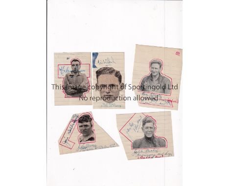 SPORTING AUTOGRAPHS 1946-1948     Twelve newspaper pictures laid on lined paper which have been signed and include Cockburn o