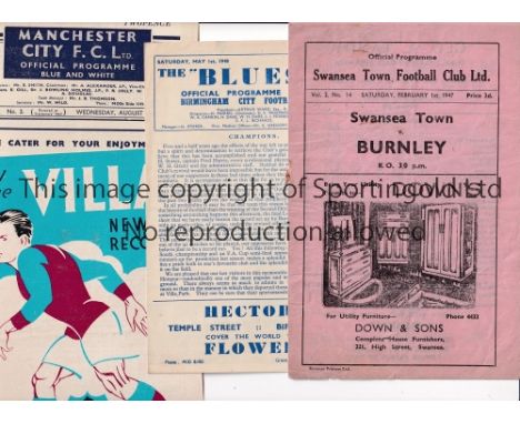 PROGRAMMES FROM 1946 TO 1951   Sixteen programmes: 46/7 Swansea v Burnley, Southampton v Barnsley 47/8 Birmingham v Tottenham
