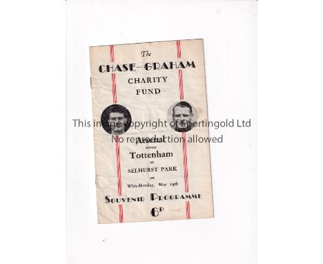 ARSENAL / TOTTENHAM 1951     Programme for the Chase-Graham Charity Fund match played at Crystal Palace FC on 14/5/1951, crea