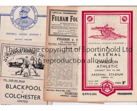 FOOTBALL PROGRAMMES 1940'S &amp; 1950'S     Twenty five programmes. 1940's includes Fulham v Blackpool 47/8 FA Cup, Brentford