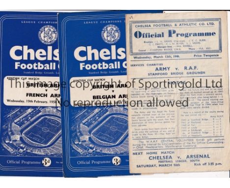 FORCES FOOTBALL AT CHELSEA      Five programmes: Army v R.A.F. 13/3/1946, horizontal fold, plus newspaper match report, F.A. 