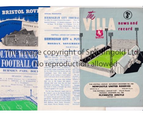 1960/1 LEAGUE CUP PROGRAMMES   Seven programmes for the first season League Cup: A Villa v Plymouth, Birmingham v Plymouth, B