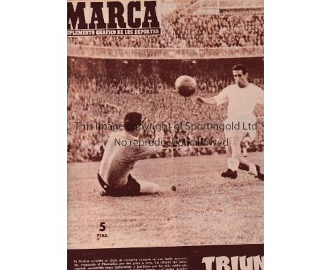 1957 EUROPEAN CUP FINAL         Real Madrid v Fiorentina played 30/5/1957 at the Bernabeu, Madrid. ''MARCA'' weekly Madrid Sp