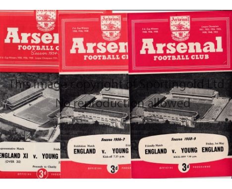 NEUTRAL MATCHES AT ARSENAL      Seven programmes including 3 for England v Young England 54/5, 56/7 including Brian Clough an