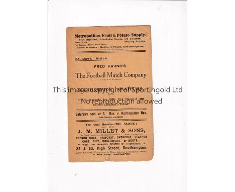 SOUTHAMPTON      Six page programme at the Dell: The Football Match Company v Southampton Amateurs November 1923 (precise dat