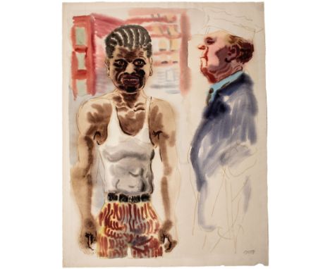 GEORGE GROSZ (1892 - 1959, Berlin) Encounter Downtown ManhattanAquarell auf Bütten. 1933.62,9 x 48,3 cm. Unten rechts mit dem