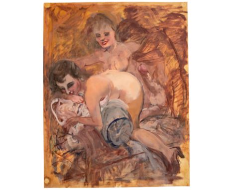 GEORGE GROSZ (1892 - 1959, Berlin) OrgyÖl, Aquarell und Mischtechnik auf Karton. 1940.50 x 39,1 cm.Verso mit dem Stempel "Geo