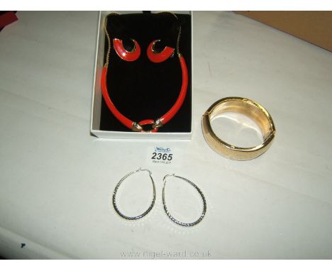 A pair of Silver 925 Earrings, an art deco style Necklace and earrings, and vintage bracelet.