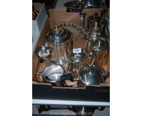 A large quantity of Silver plated items including teapots, coffee pots, candlestick, miscellaneous plates, etc