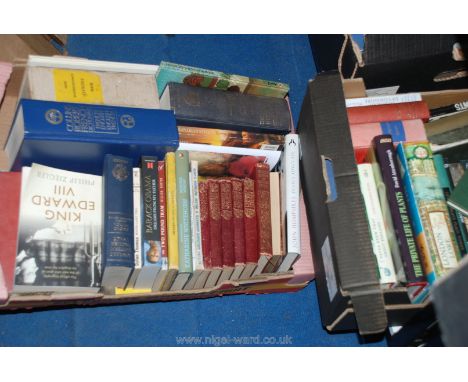 Two boxes of books, Collins Robot French Dictionary, novels etc.